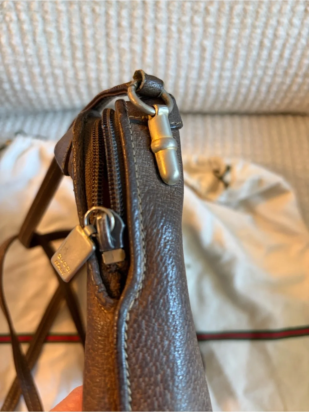 Authentic GUCCI brown leather crossbody